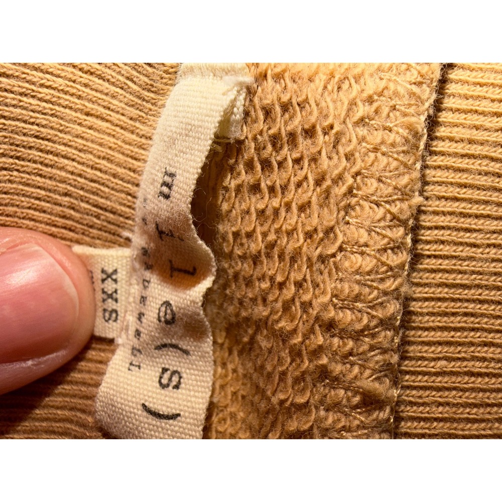 Madewell Mile(s) Sweatshirt Women XXS Tan Button Shoulder Raglan Pullover - Picture 12 of 12